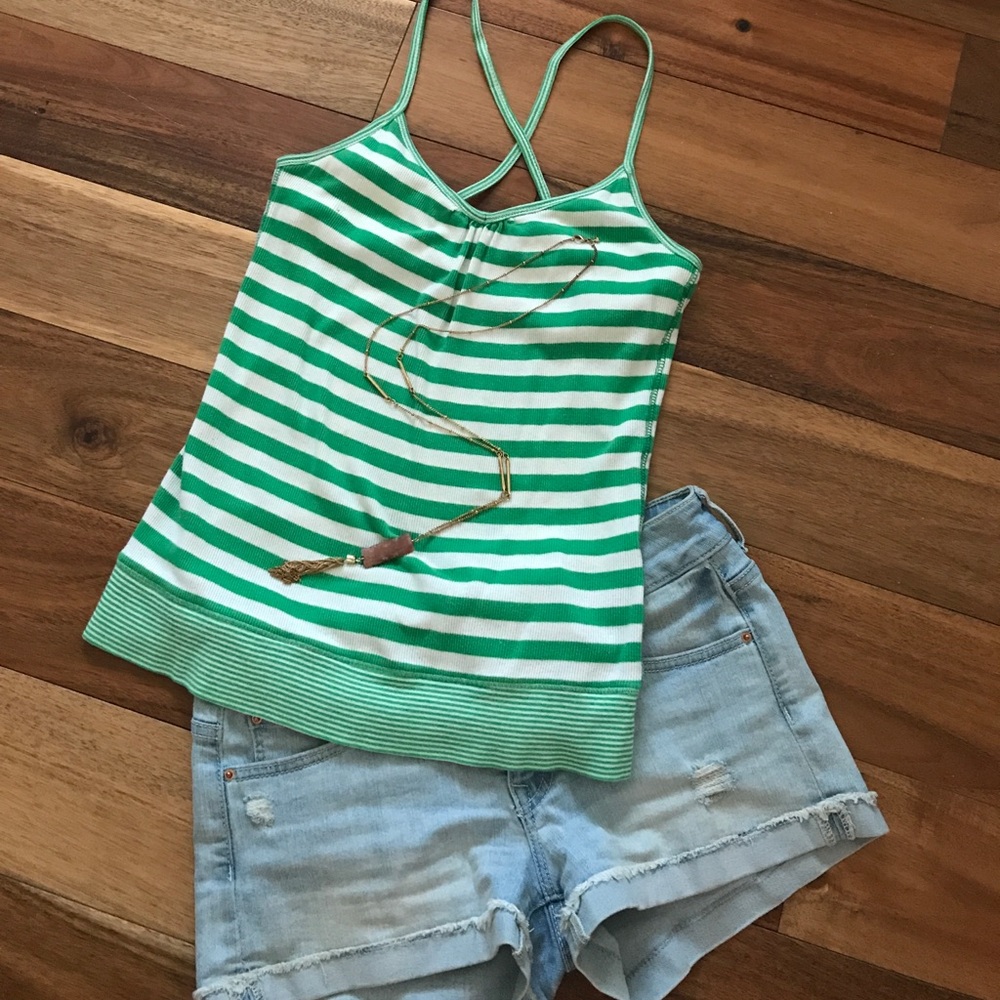 Stripped criss cross back tank top!
